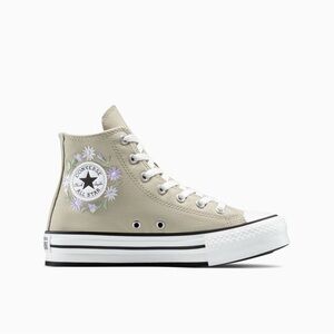 Converse Women's High-Top Platform Sneakers with flowers - Gray